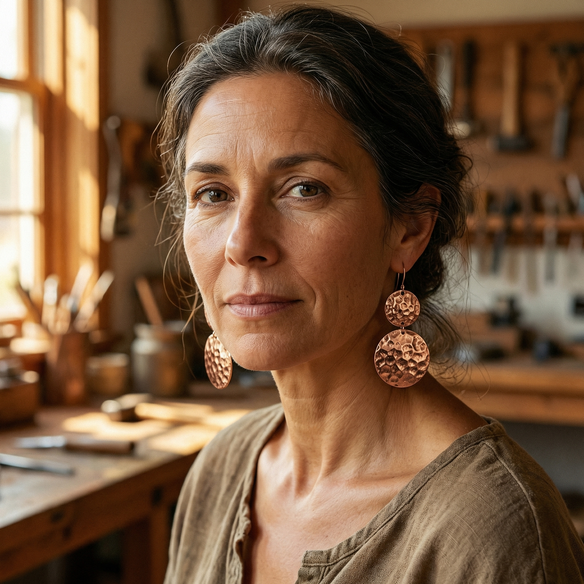 Boucles d'oreilles en cuivre de Colette pour le solstice