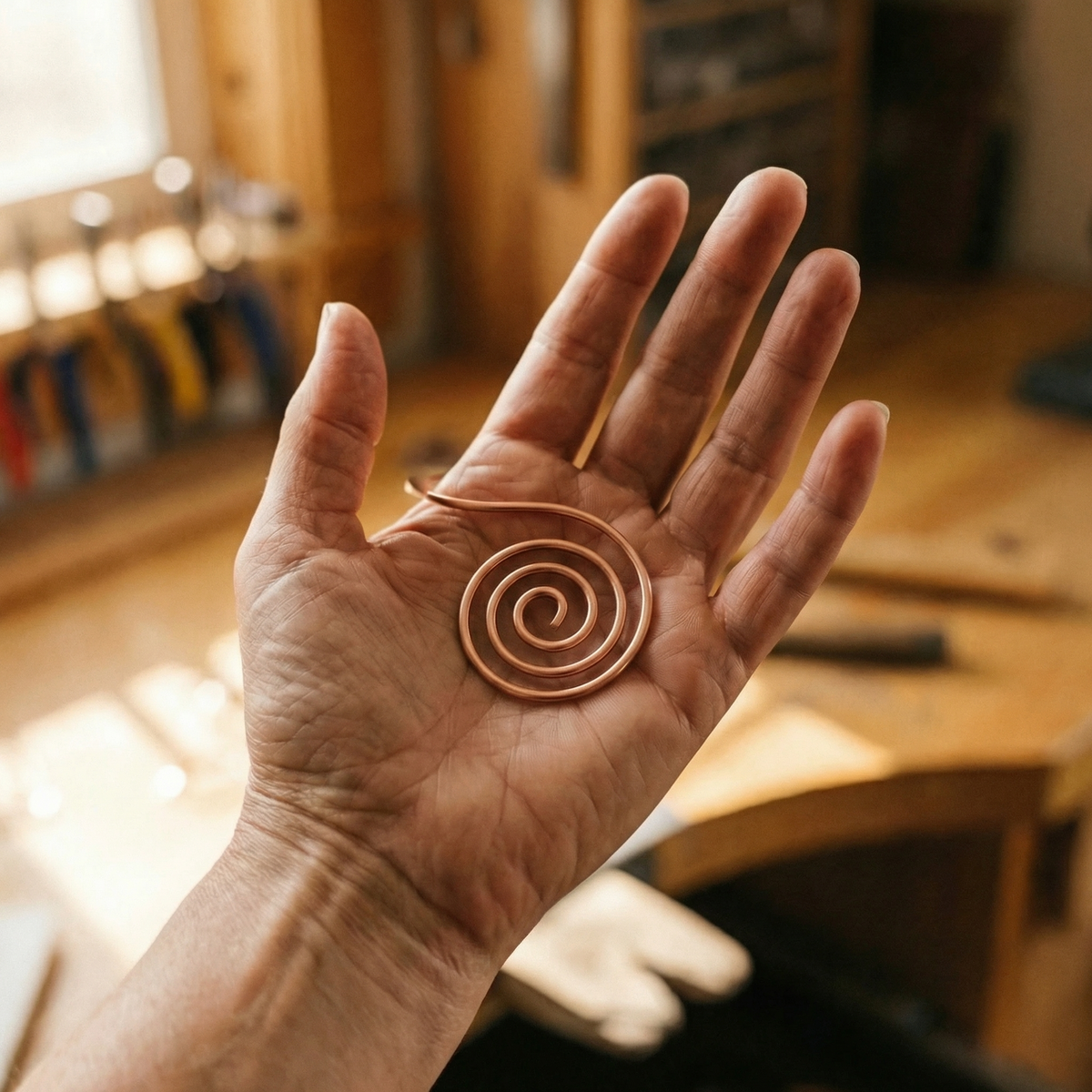 Spirale en cuivre de Colette pour la main, photo 3