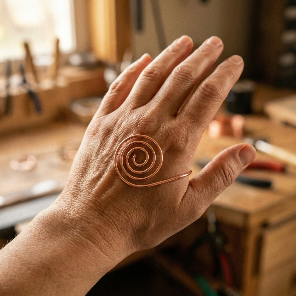 Spirale en cuivre de Colette pour la main, photo 2