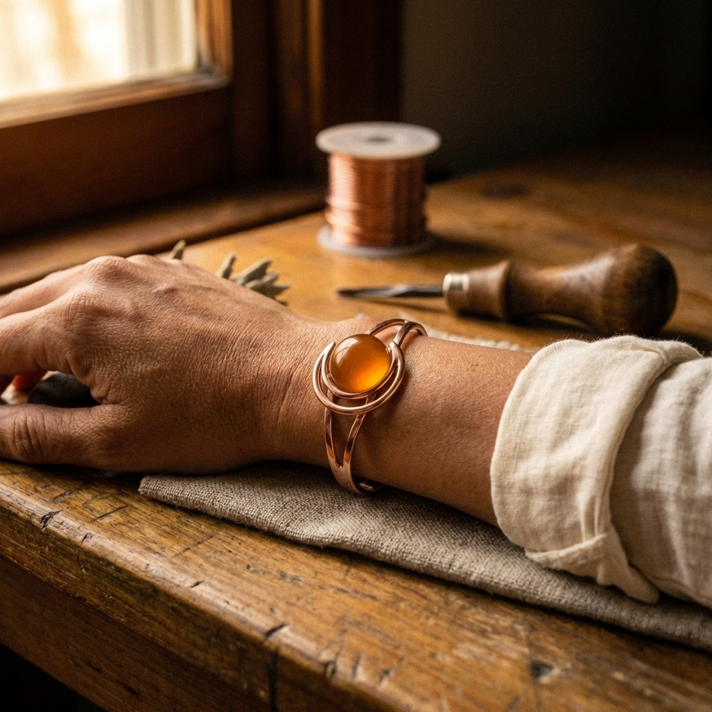Bracelet en cuivre orange de la sphère de Colette, photo 2