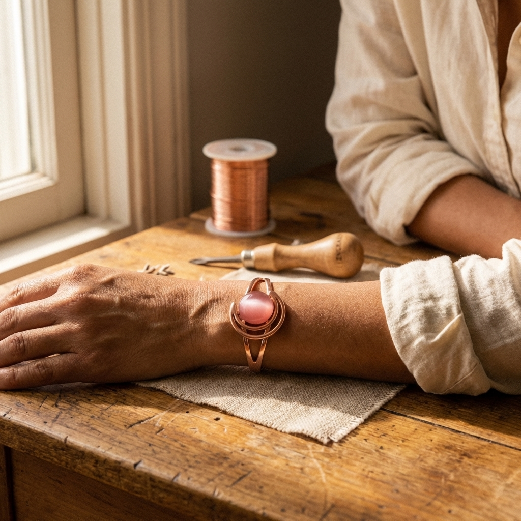 Bracelet en cuivre rose de la sphère de Colette, photo 2