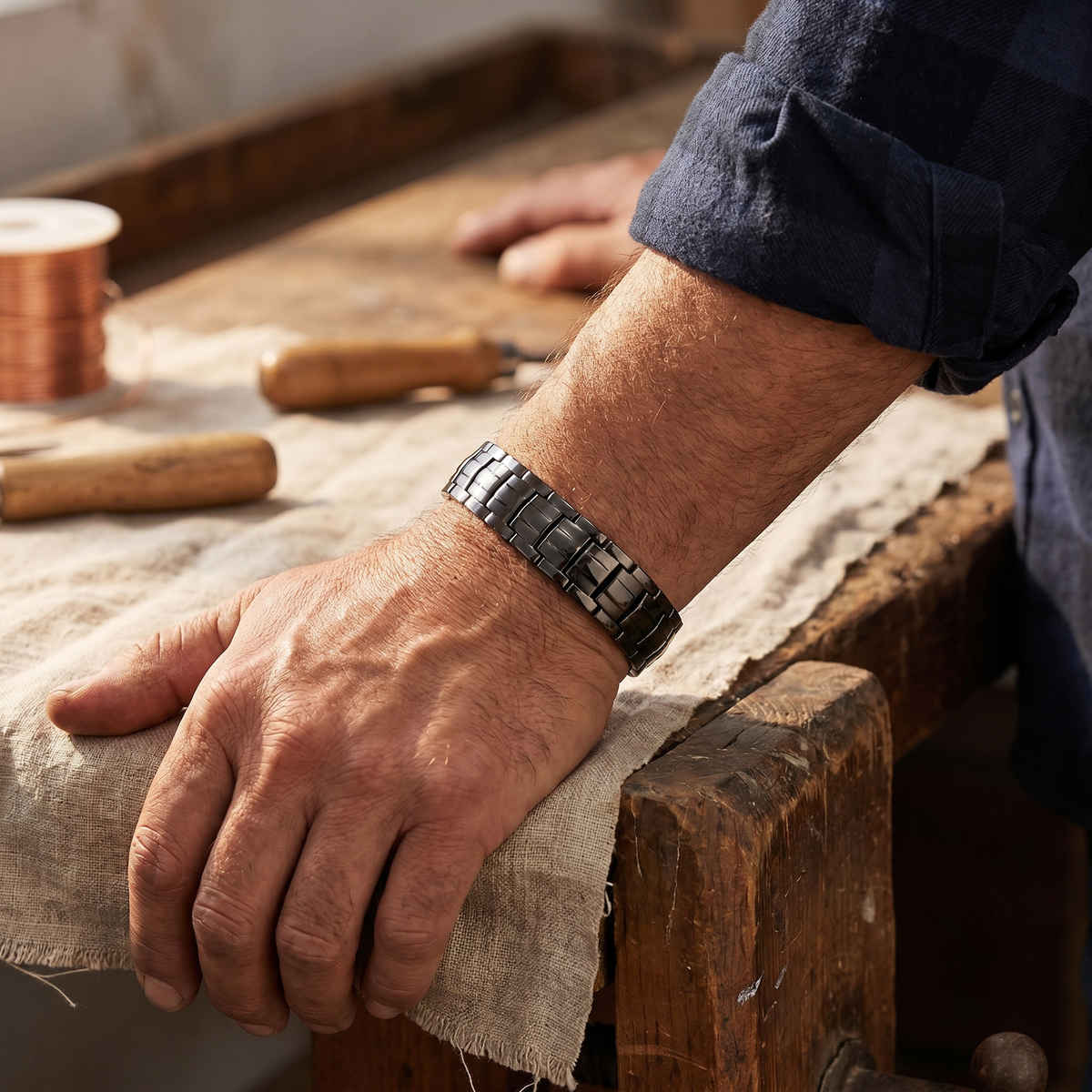 Bracelet en cuivre pour homme de Colette en ocre, photo 2
