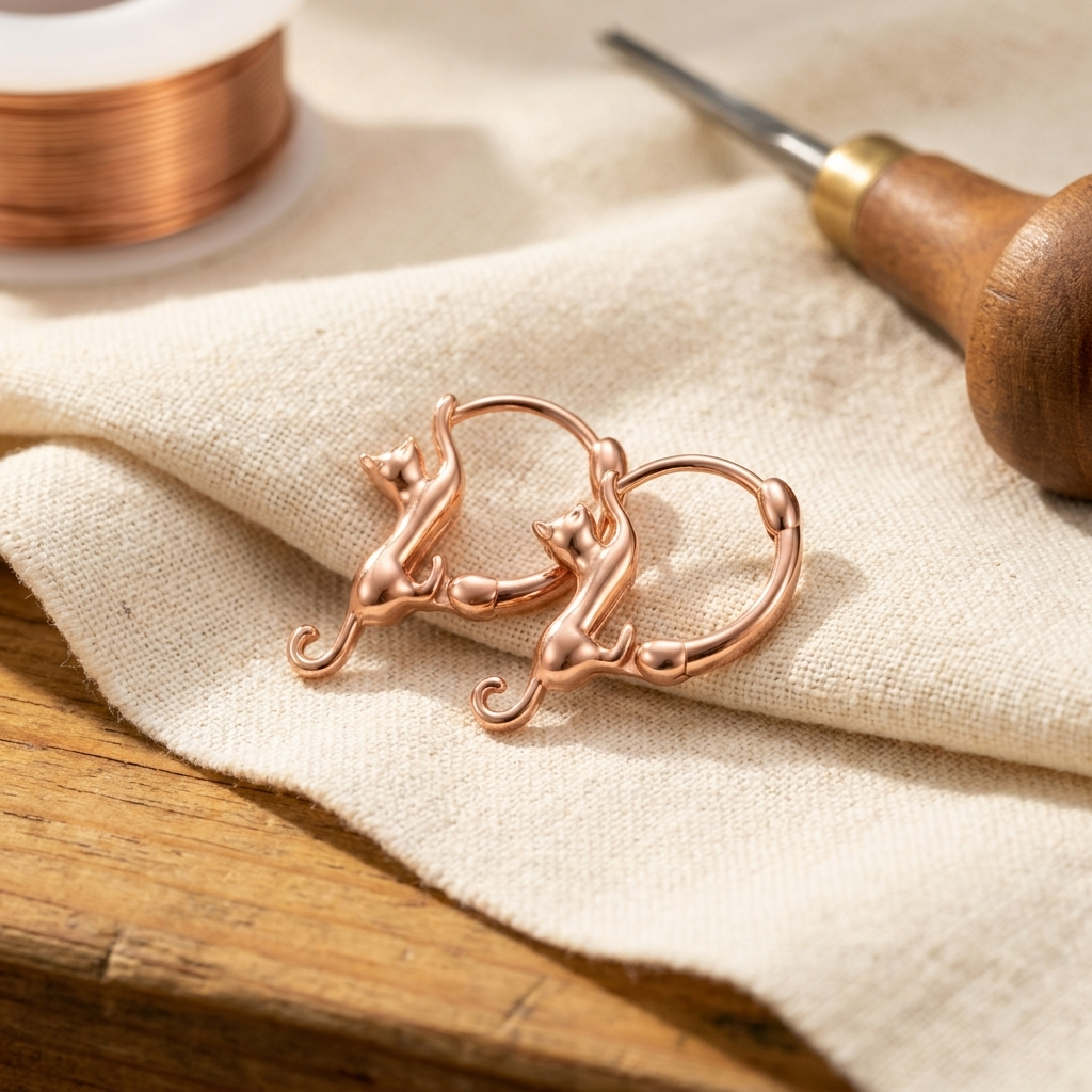 Boucles d'oreilles en cuivre en spirale de Colette