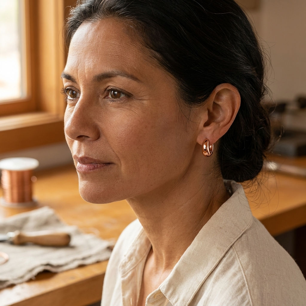 Boucles d'oreilles en cuivre en forme de créole de Colette